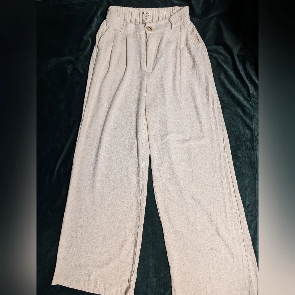 Chic Linen Wide-Leg High-Waist Trousers